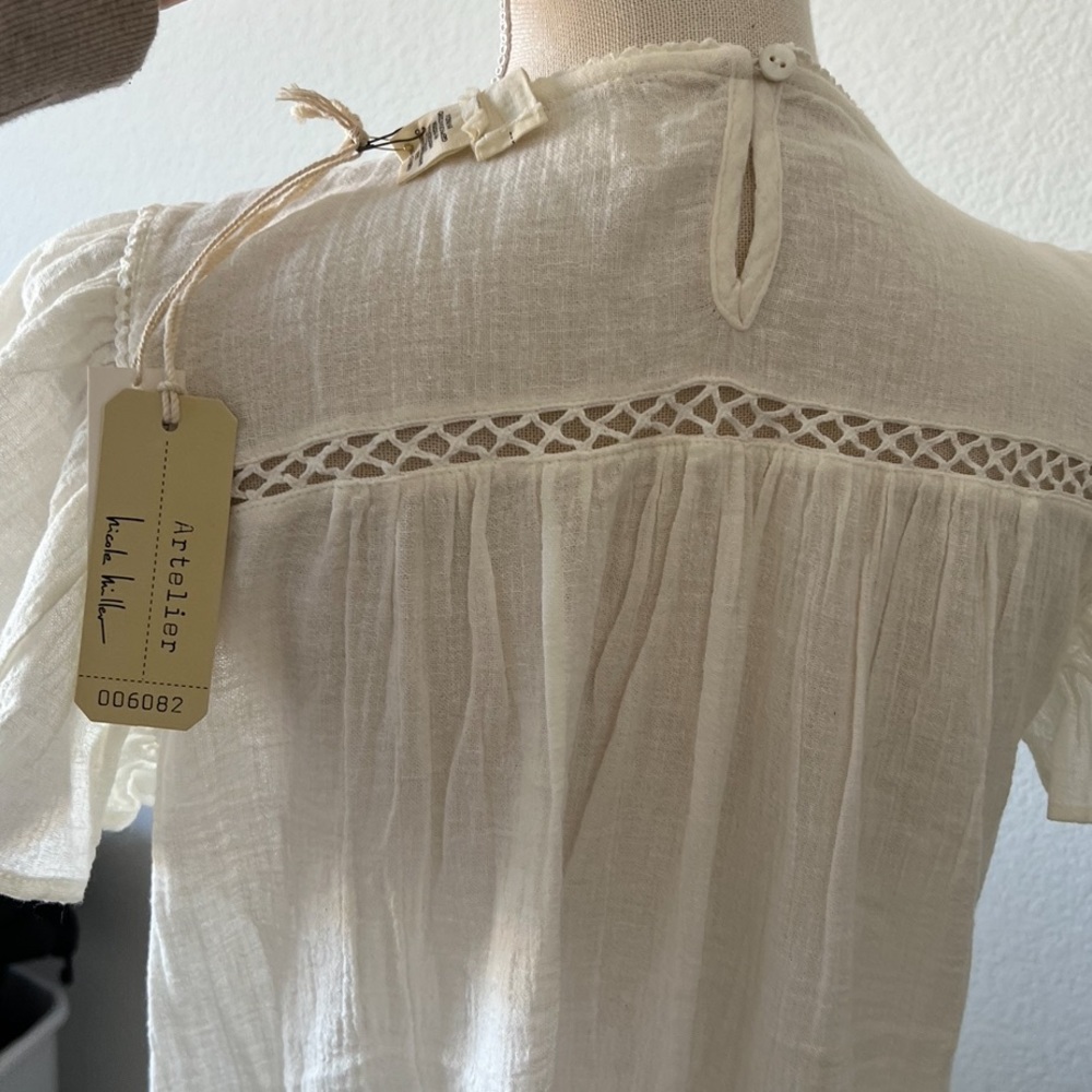 Nicole Miller Artelier cream peasant top - Picture 4 of 8